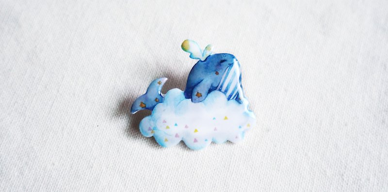 鲸鱼 与 云 别针 - 胸针 - 塑料 蓝色