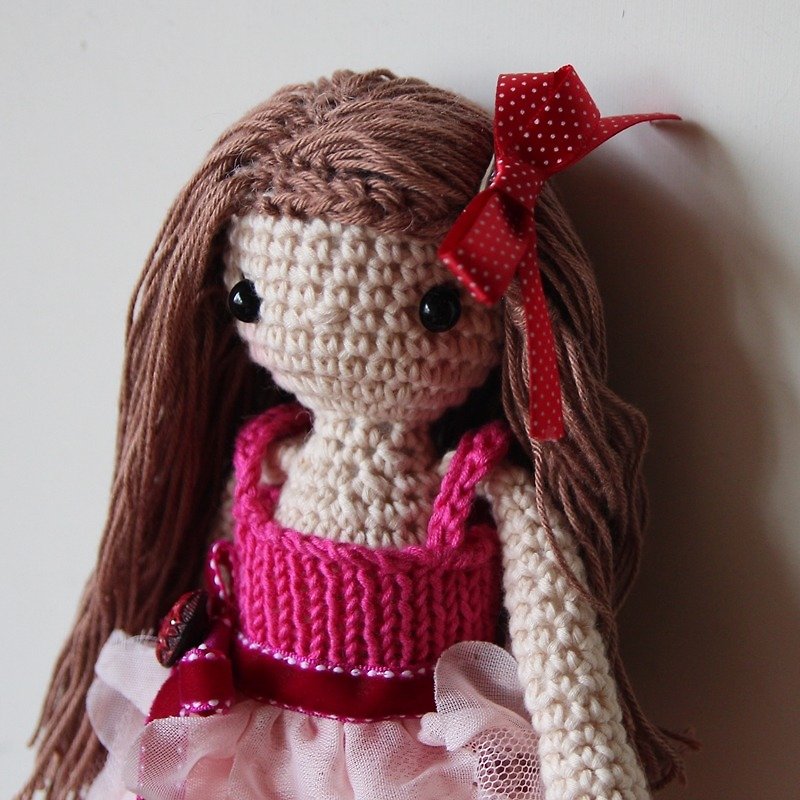 小美娃娃, 粉红蕾丝蛋糕裙, 粉红细肩小礼服 - 玩偶/公仔 - 聚酯纤维 粉红色