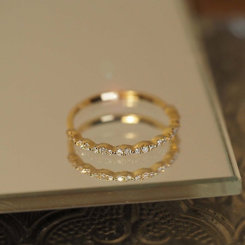Bead Ring | 钻石线戒| 18K 金 - 戒指 - 贵金属 金色