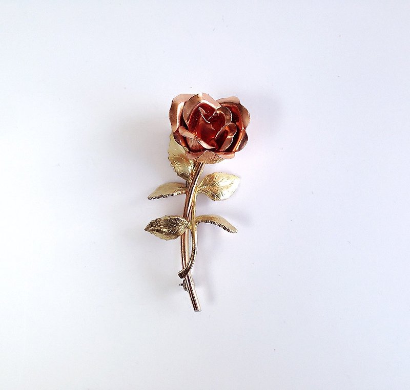 [ 古小品 ] 复古 黄铜 玫瑰 • 别针 - 胸针 - 其他金属 金色