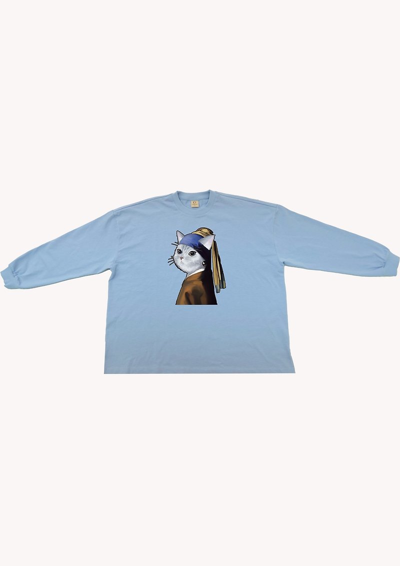 100% Cotton Graphic Sweater - 中性连帽卫衣/T 恤 - 棉．麻 蓝色