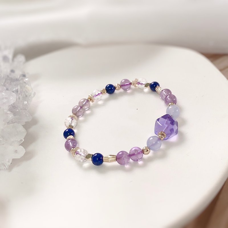 萤石、紫黄晶、青金石 天然石手链 - 手链/手环 - 半宝石 