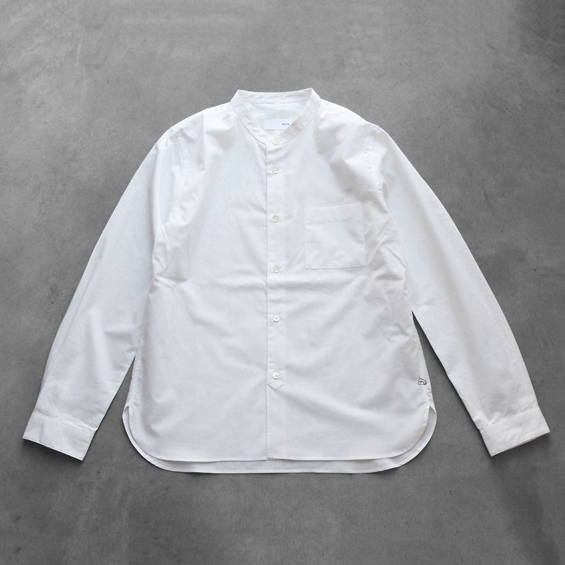 バンドカラーコットンシャツ・ユニセックスsize2 - 男装衬衫 - 棉．麻 白色