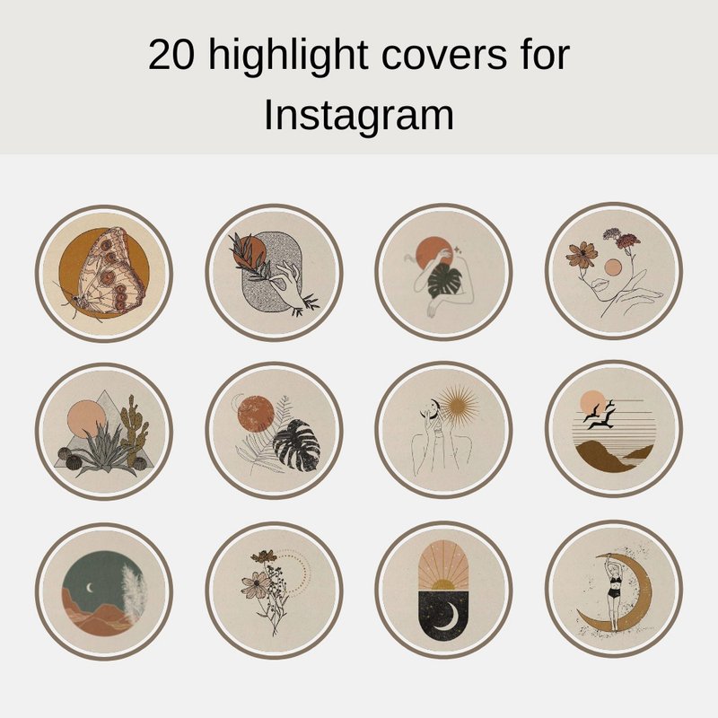 Illustrations Icons Story Highlight. Boho Instagram Story Highlight Icons. - 笔记本/手帐 - 其他材质 白色