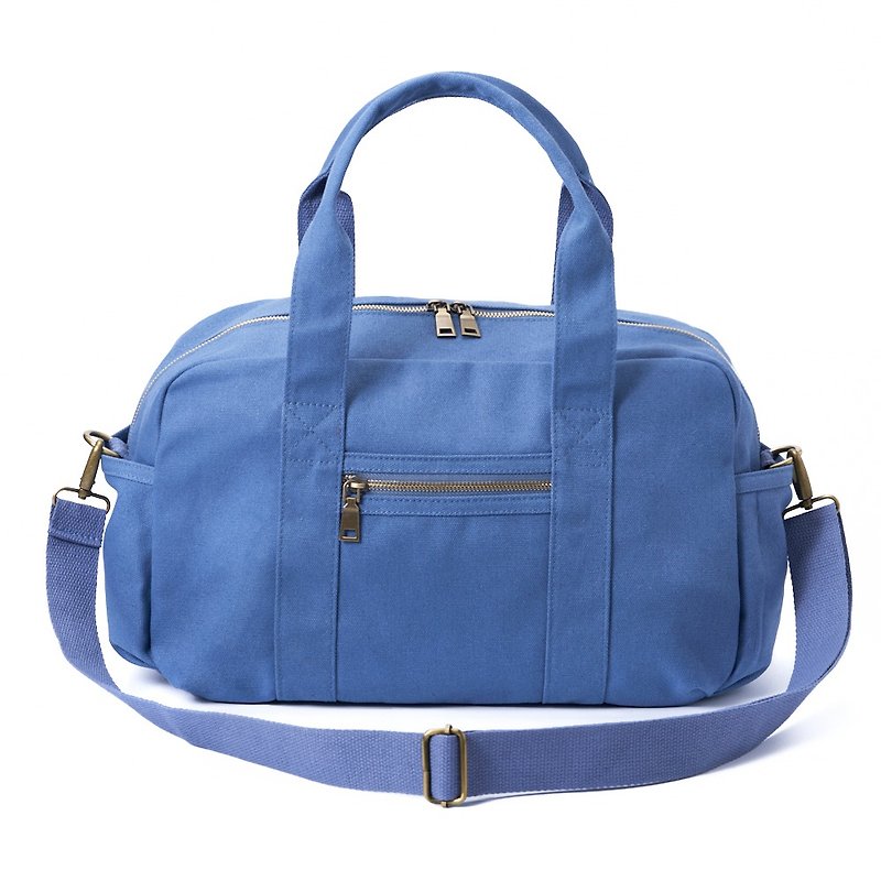 经典蓝 手提单肩托特帆布包袋旅行包行李包 休闲 双拉链 大容量 - 手提包/手提袋 - 棉．麻 白色