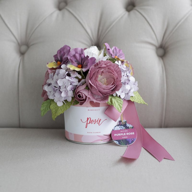 GM213 : Aromatic Gift Handmade Paper Flower Gift Box Lavender  Heaven Size 7"x7" - 香薰/精油/线香 - 纸 紫色