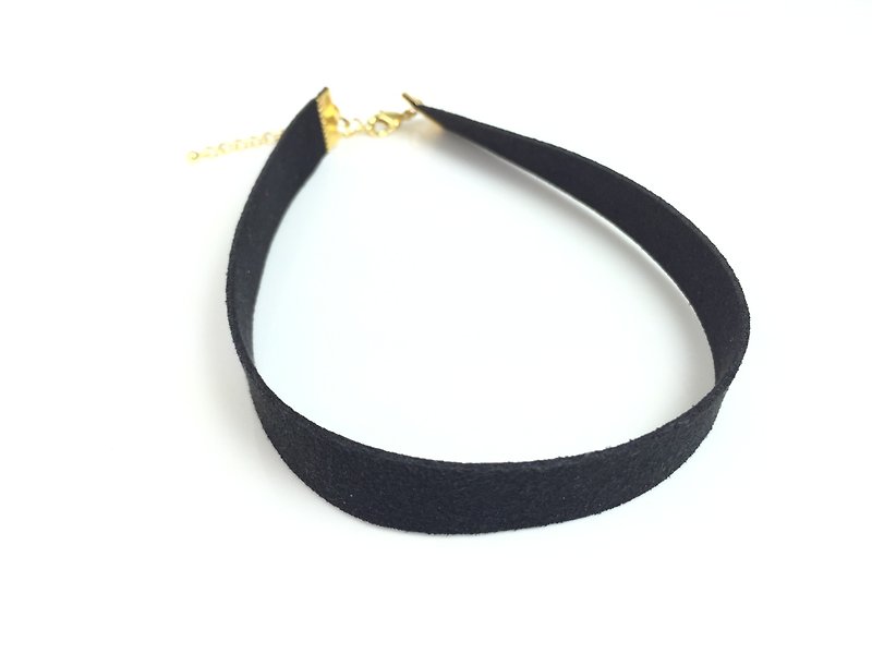 黑色麂皮颈链(14mm) - 项链 - 真皮 黑色
