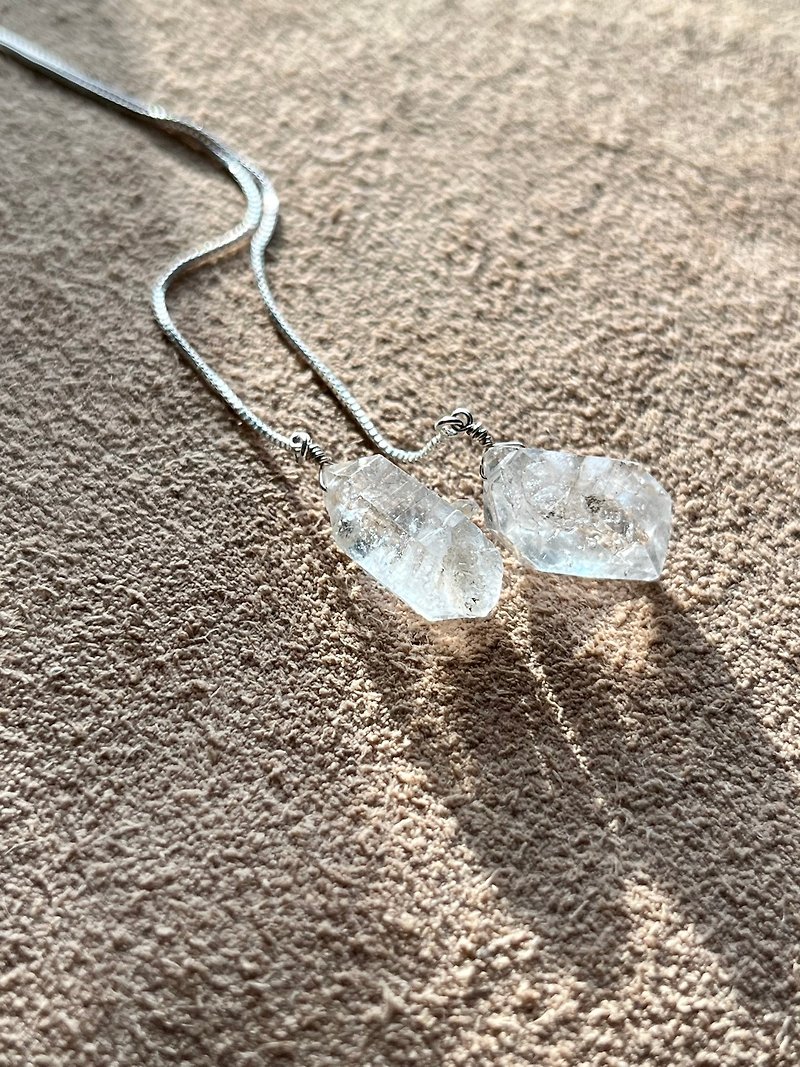 silver925 アメリカンピアス　パキスタンクォーツL - 耳环/耳夹 - 半宝石 透明