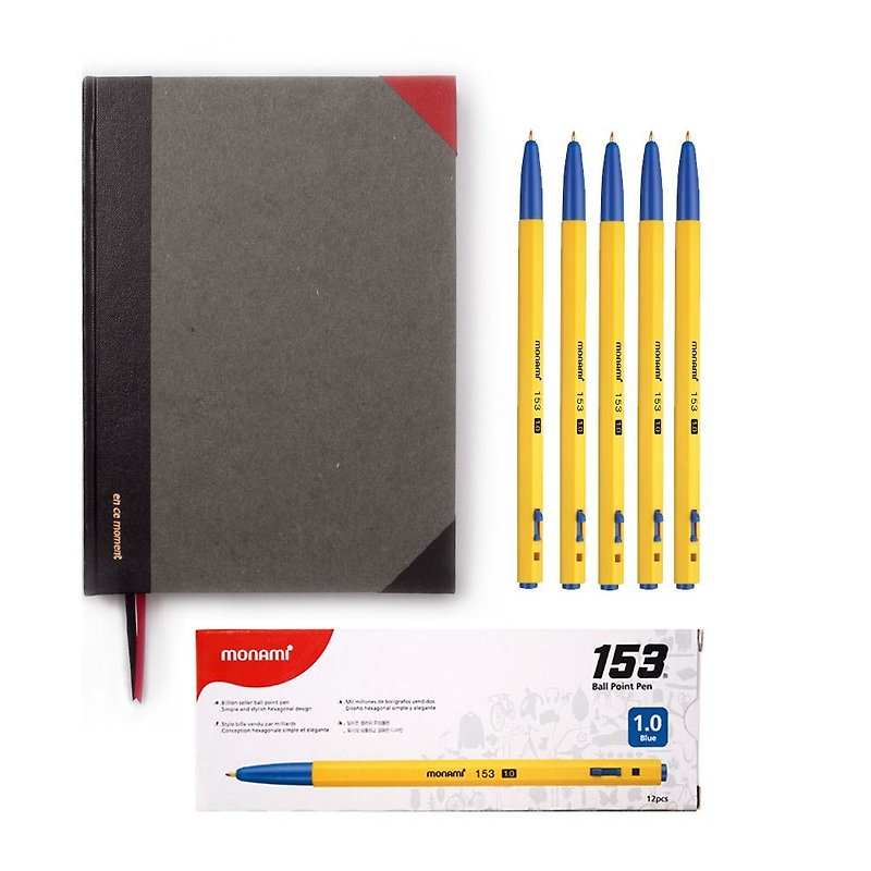Monami-153国民笔-复古黄杆原子笔一打组 (1.0mm)-蓝色,MNM83363 - 圆珠笔/中性笔 - 塑料 蓝色
