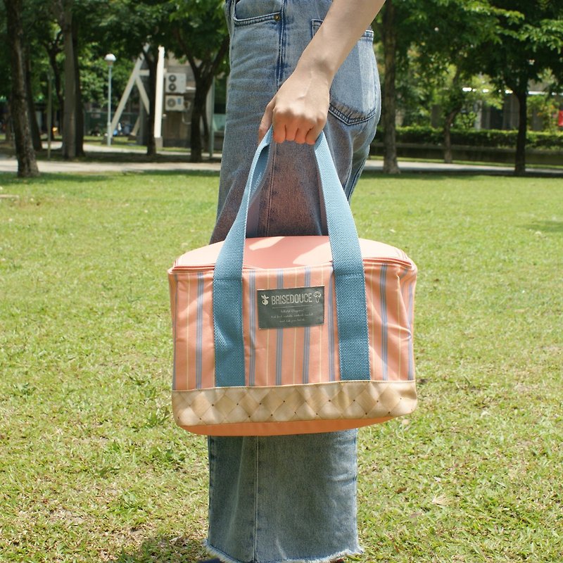 【DESTINO STYLE】日本B/D直条纹折叠野餐袋 公司货 保温 保冰 - 手提包/手提袋 - 聚酯纤维 