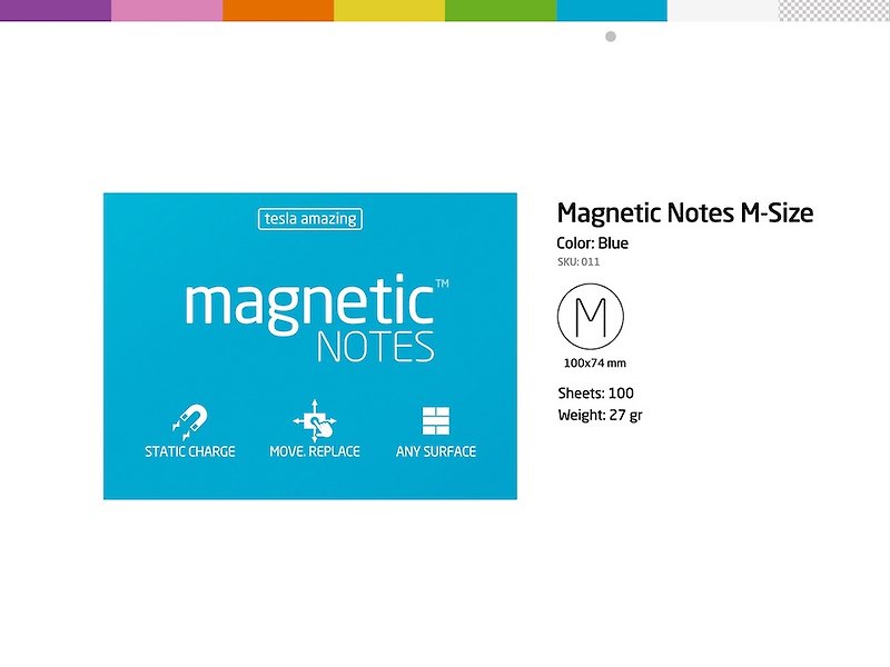 /Tesla Amazing/ Magnetic Notes 磁力便利贴 M-Size 蓝 - 贴纸 - 纸 蓝色