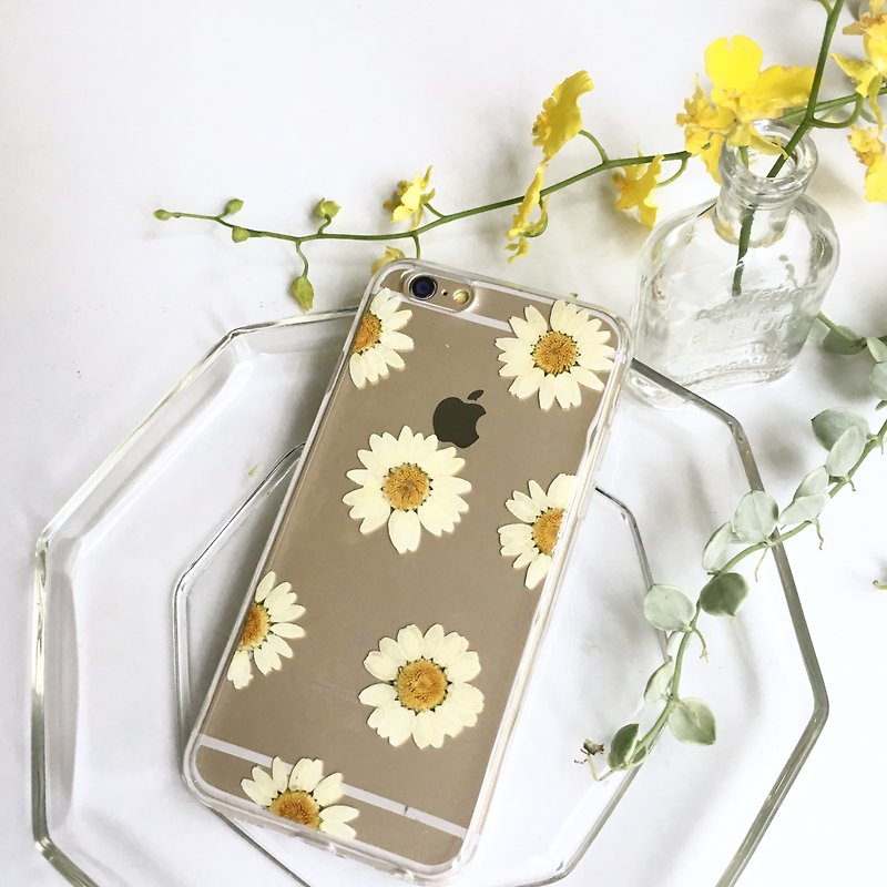 白雏菊 干燥花文青手机壳 - 手机壳/手机套 - 植物．花 白色
