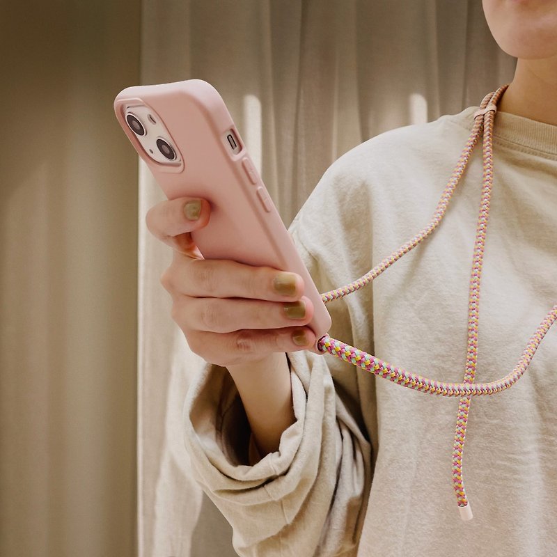 【手机挂绳】可拆式 Urban Colourful 复古粉 iPhone 支架 背绳壳 - 手机壳/手机套 - 塑料 粉红色