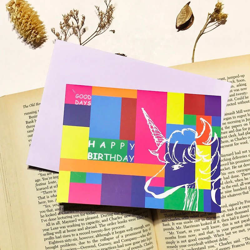 [ Unicorn KUZA 独角兽酷札 ]-生日卡片-饱和黄 - 卡片/明信片 - 纸 多色
