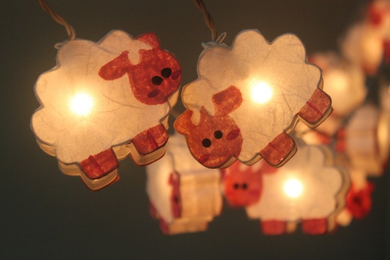 20 LED Battery Powered Sheep Paper Lantern String Lights for Home Decoration Wedding Party Bedroom Patio and Decoration - 灯具/灯饰 - 其他材质 