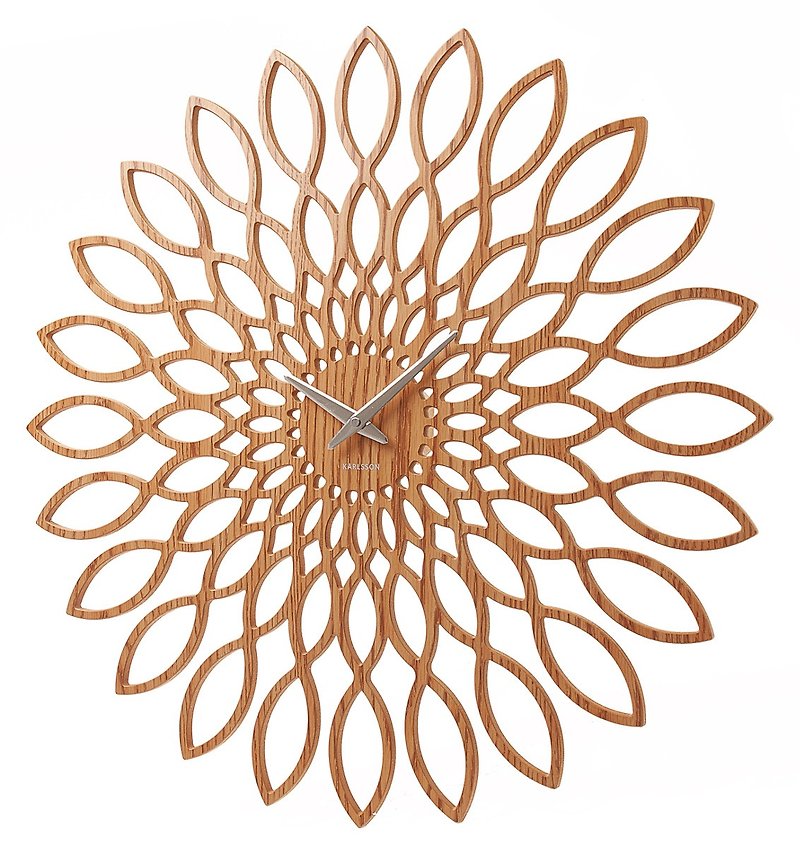 Karlsson, Wall clock 60cm Sunflower MDF wood finish - 时钟/闹钟 - 木头 咖啡色
