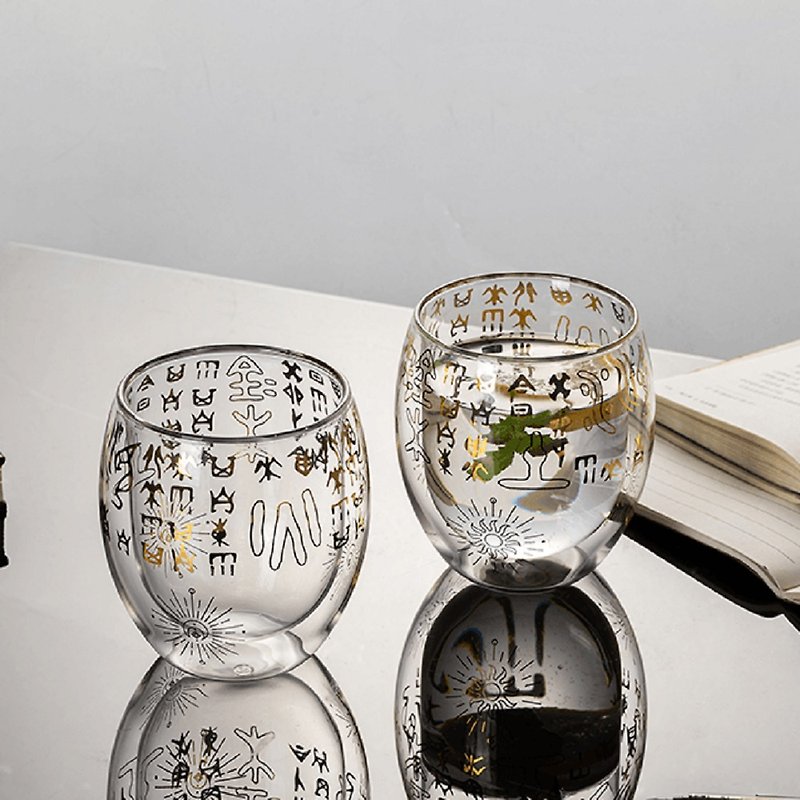 文字博物馆丨甲骨文顺心合意双层玻璃杯 文创礼品 圣诞礼物 - 杯子 - 玻璃 透明