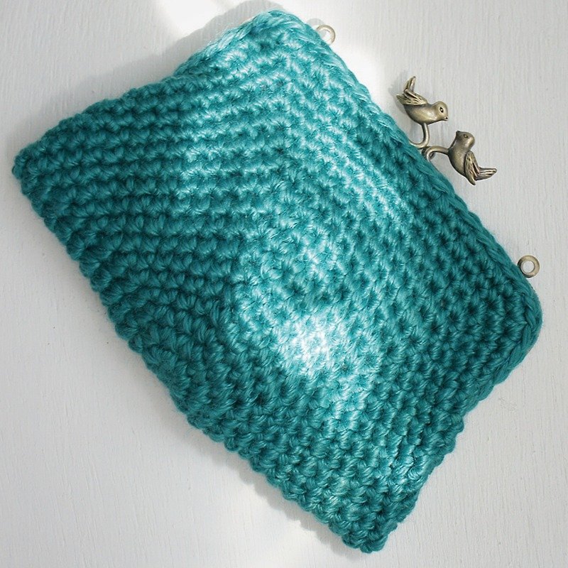 Ba-ba handmade☆ crochet petit-bag (No.C991) - 手提包/手提袋 - 纸 绿色
