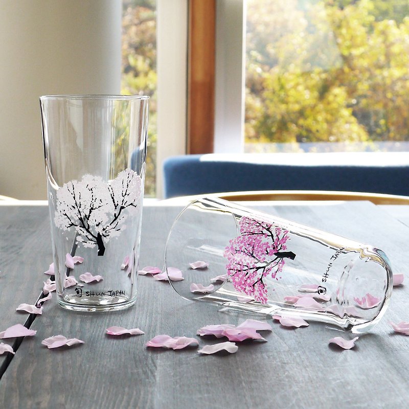 冷感桜タンブラーペアセット　温度で色が変わる季節を楽しむ器 - 杯子 - 玻璃 粉红色