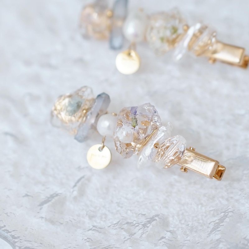 矿石淡水珍珠发夹 - 发饰 - 其他材质 透明