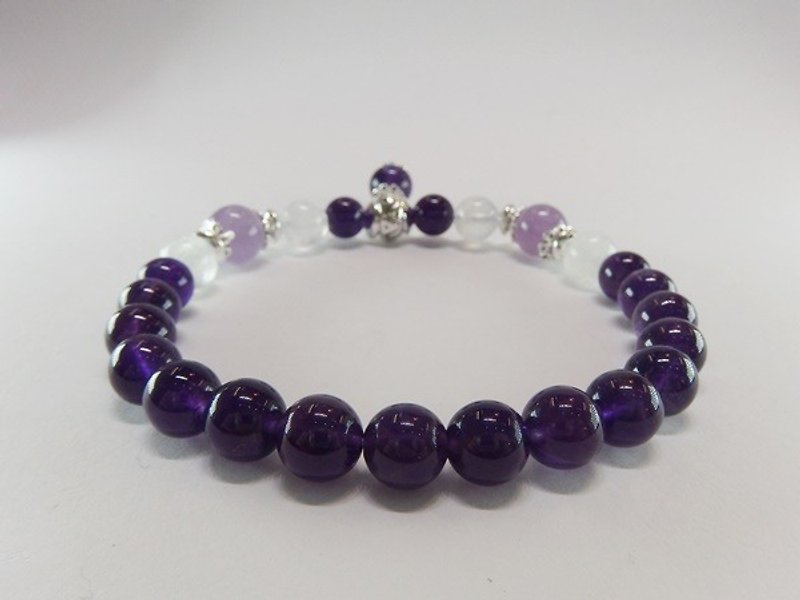紫色的黄金花 - 优质天然紫水晶+紫玉晶+蓝月光石纯银手链   - 手链/手环 - 宝石 紫色
