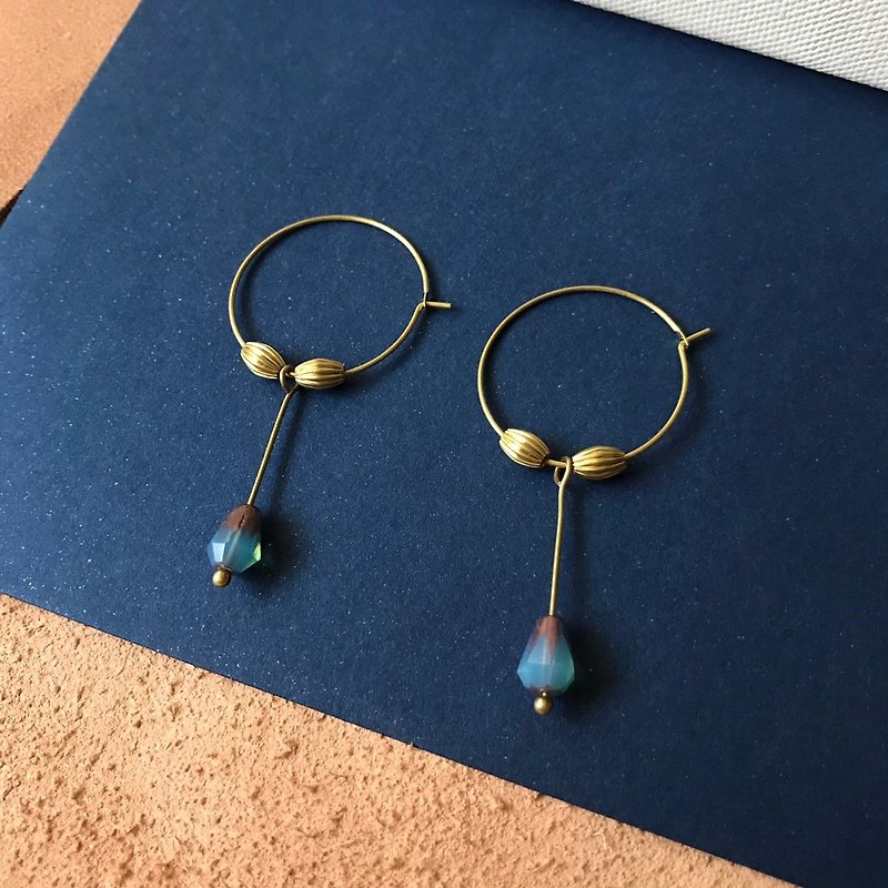 复合媒材_异国度_耳针式 - 耳环/耳夹 - 铜/黄铜 蓝色