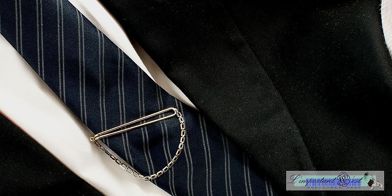 【C'est Cufflinks】美制古着银色链式领带夹 - 袖扣 - 其他金属 银色