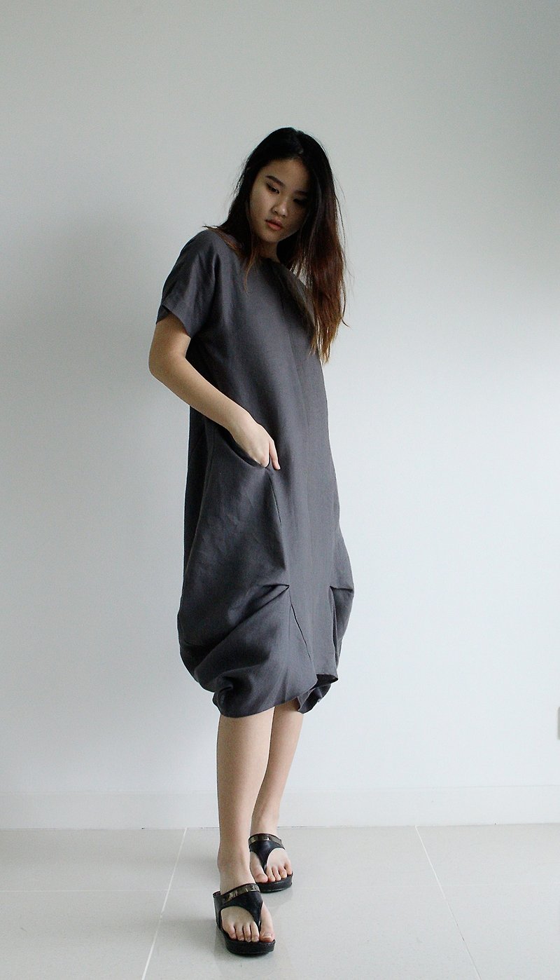 Made to order linen dress / linen clothing / long dress / casual dress E14D - 洋装/连衣裙 - 亚麻 