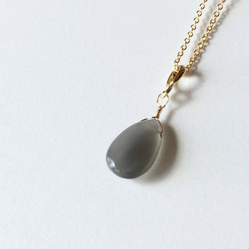 Gray moonstone necklace  - 项链 - 宝石 灰色
