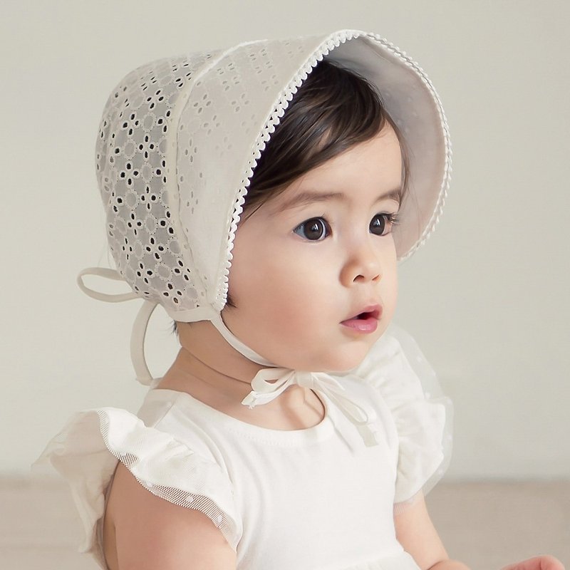 Happy Prince Chloe蕾丝女婴童遮阳帽 韩国制 - 婴儿帽/发带 - 棉．麻 白色