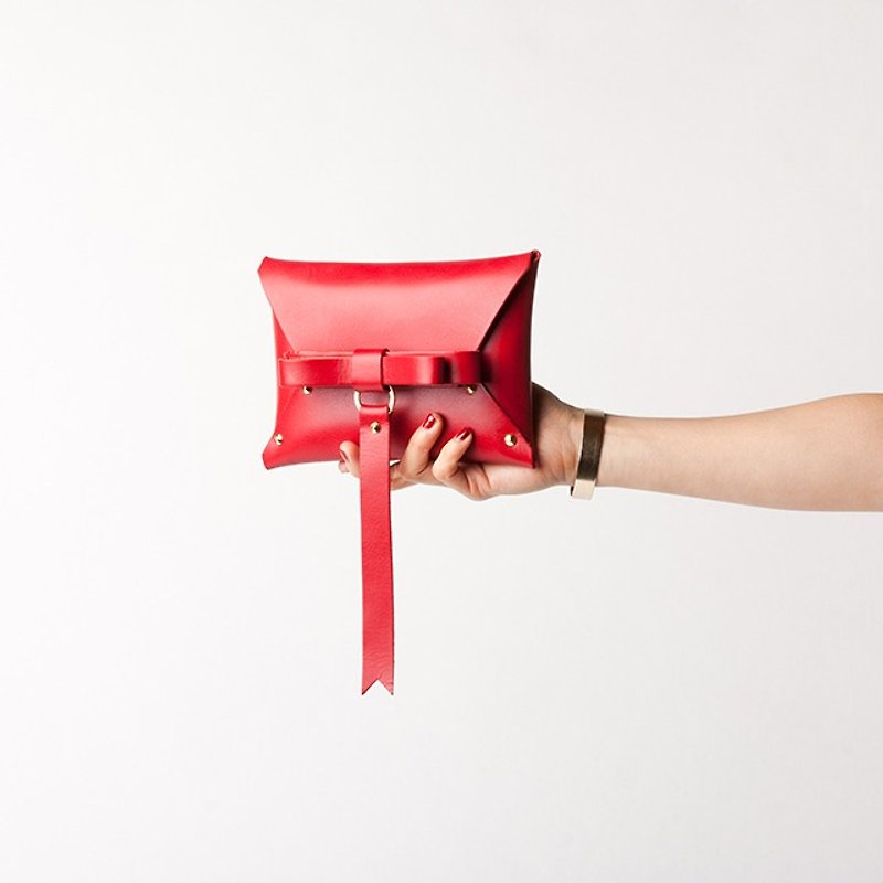 REAL LEATHER BOW CLUTCH  --  RED - 其他 - 真皮 红色