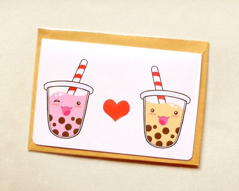 [卡片] 珍珠奶茶 // Bubble Tea Note Card - 卡片/明信片 - 纸 多色