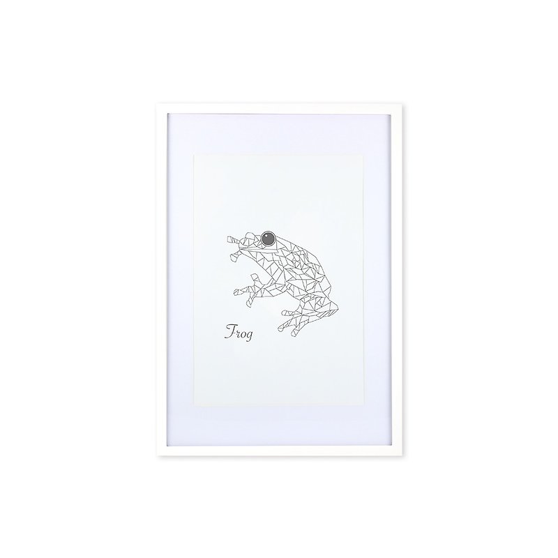 装饰画相框 动物 几何线条 青蛙 白色框 63x43cm 室内设计 布置 - 画框/相框 - 木头 白色