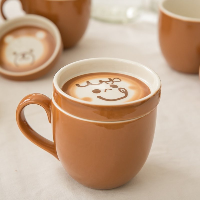 sunart 马克杯 - 可口奶泡(附盖) - 咖啡杯/马克杯 - 瓷 咖啡色