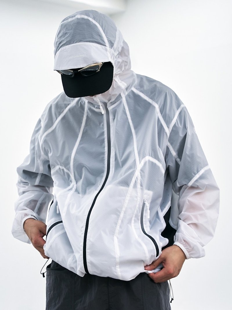 阴阳撞色羽量UPF50+防晒服夏季轻薄透气皮肤衣 - 男装外套 - 其他材质 白色
