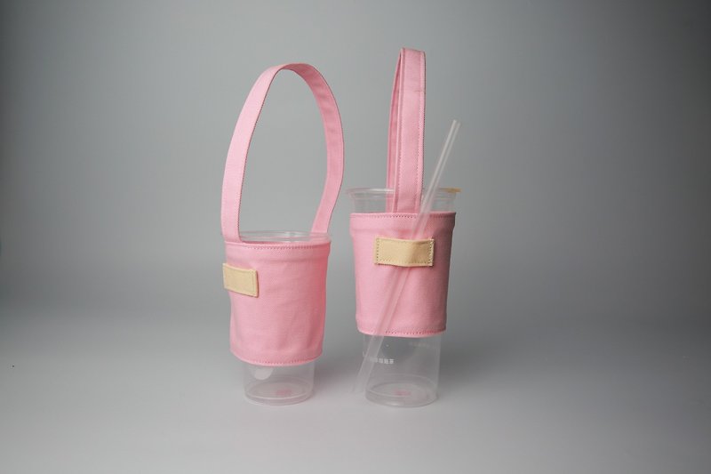 多彩系列-樱花粉环保杯套 饮料杯套 饮料提袋 提袋 - 随行杯提袋/水壶袋 - 棉．麻 粉红色