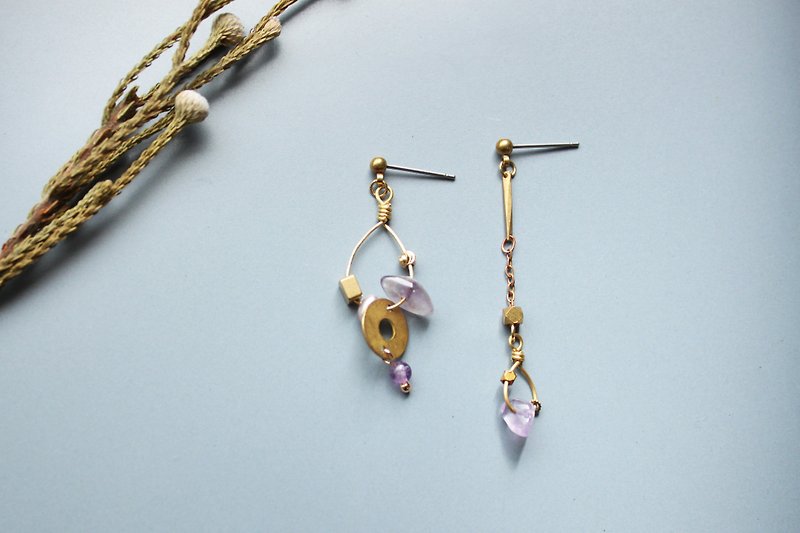 雨水 泠 - 耳环 耳针 耳夹 - 耳环/耳夹 - 铜/黄铜 紫色