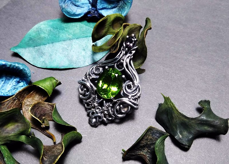 ［宝石系列］橄榄石设计坠 - 项链 - 宝石 绿色