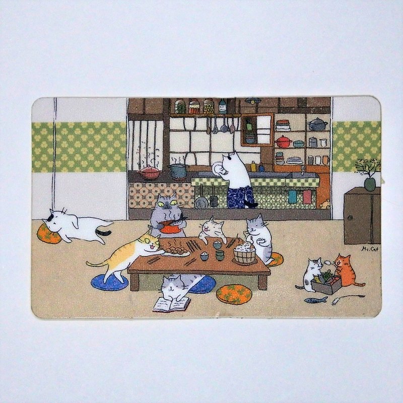 3猫小铺~猫一家的晚餐卡片贴纸(插画家:猫小姐) - 贴纸 - 纸 多色