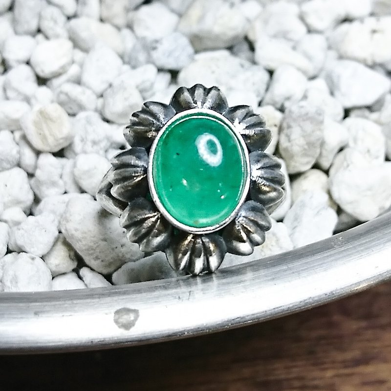 复古欧洲风祖母绿银戒 - 戒指 - 宝石 绿色