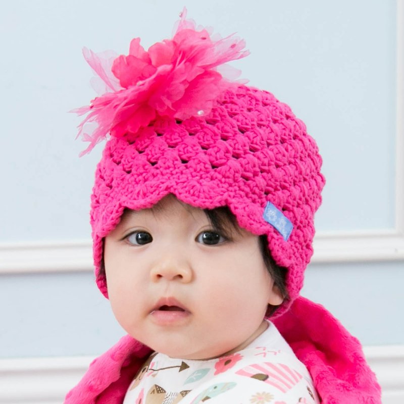 Cutie Bella手工编织花边帽Sparkle-Fuchsia - 婴儿帽/发带 - 棉．麻 红色