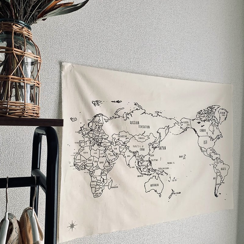 世界地図　ファブリックポスター - 墙贴/壁贴 - 棉．麻 