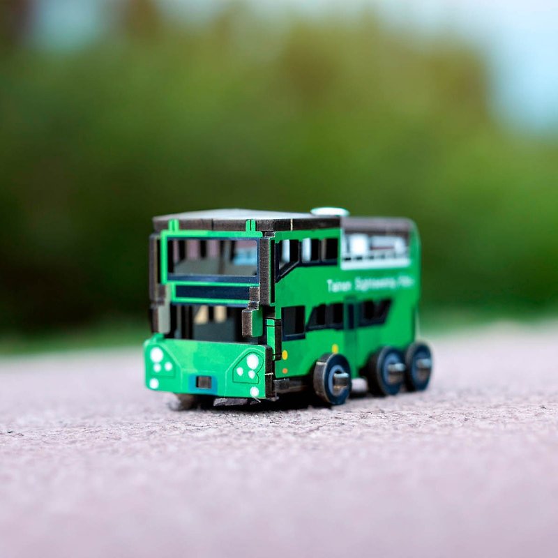 【 DIY 手作】 迷你拼拼车 双层巴士 特色玩具 - 木工/竹艺/纸艺 - 木头 绿色