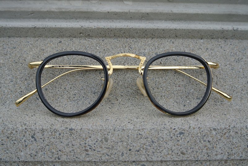 新款眼镜 复古 圆框 黑配金 板材 x 钛金属眼镜框 - 眼镜/眼镜框 - 其他材质 黑色