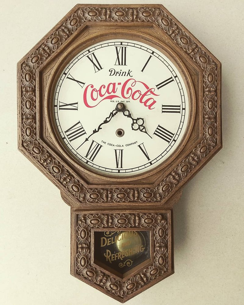 可口可乐coca-cola古董钟摆电动挂钟-美国可乐公司生产绝版限量品 - 时钟/闹钟 - 塑料 咖啡色