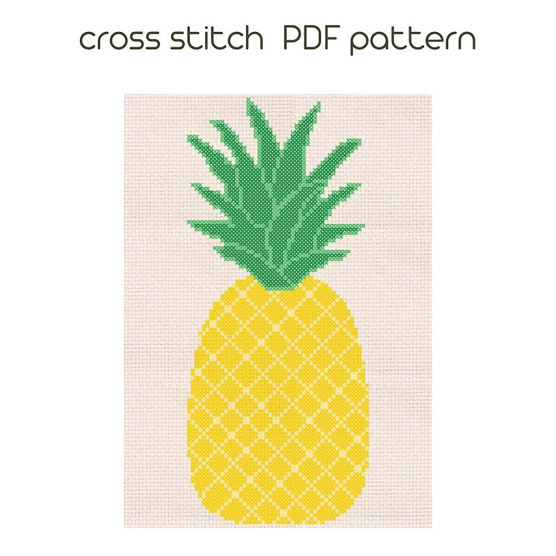 十字繡圖案 Pineapple cross stitch PDF pattern Easy Kids cross stitch /100/ - 手工艺教程/工具书 - 其他材质 