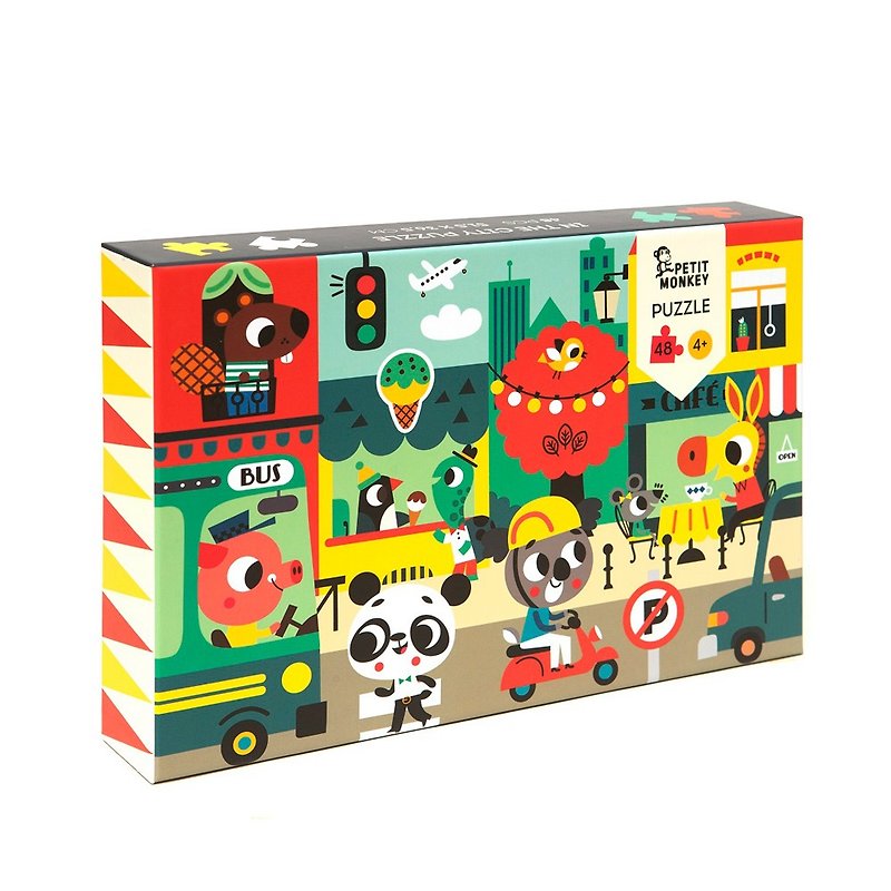荷兰Petit Monkey ─ 欢乐城镇拼图(48片/4Y+) - 玩具/玩偶 - 纸 
