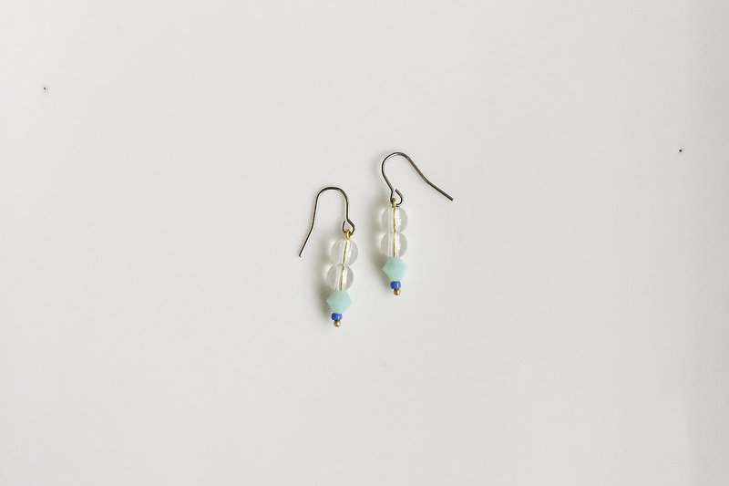 昭露 水晶天然石耳环 - 耳环/耳夹 - 玻璃 蓝色