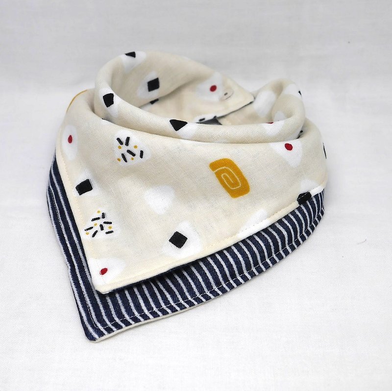 Japanese Handmade 6-layer-gauze Baby Bib - 围嘴/口水巾 - 棉．麻 蓝色