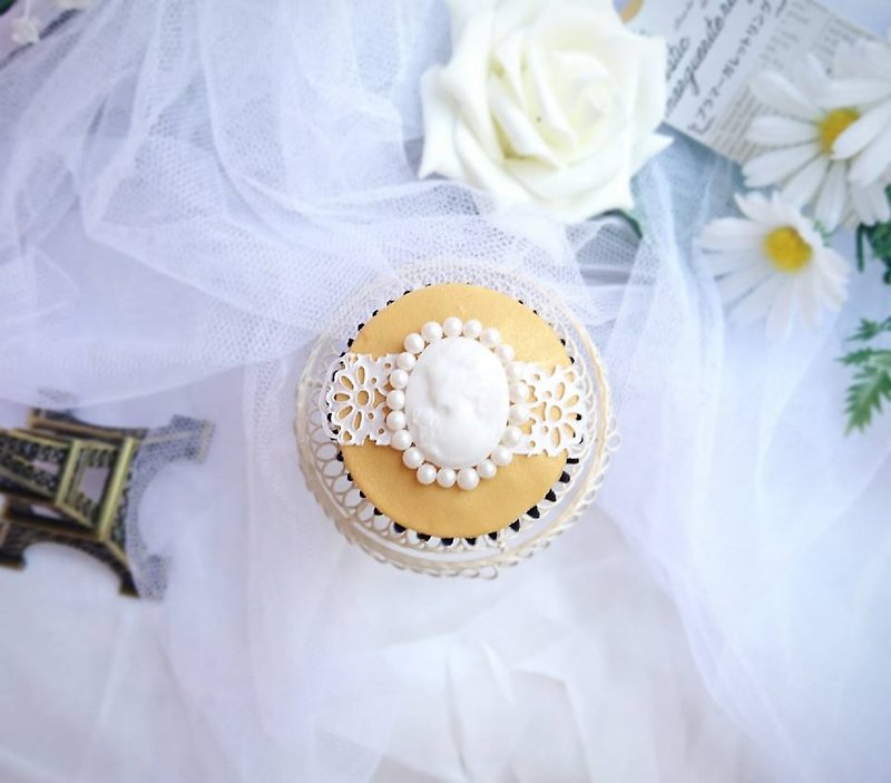 【婚礼必备】低调奢华风头像蕾丝翻糖杯子蛋糕(12颗) - 其他 - 新鲜食材 